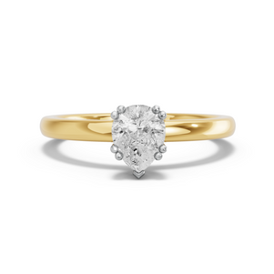 Image for Pear Vintage Basket Ring with Solitaire band in 18K Two Tone Yellow Gold