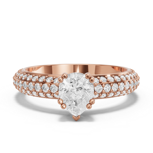 Image for Pear Vintage Basket Ring with Triple Row Pave band