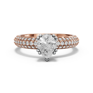 Image for Pear Vintage Basket Ring with Triple Row Pave band