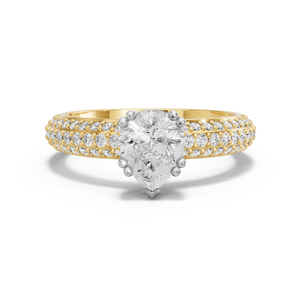 Image for Pear Vintage Basket Ring with Triple Row Pave band