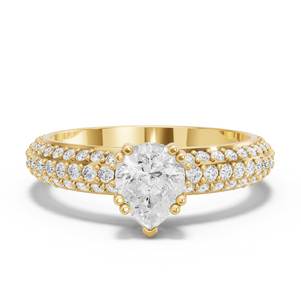 Image for Pear Vintage Basket Ring with Triple Row Pave band