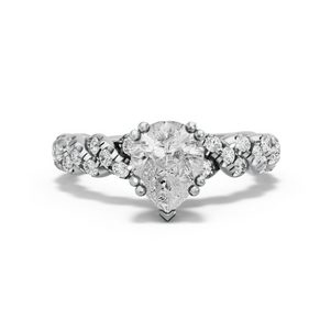 Image for Pear Vintage Basket Ring with Twist Pave band in 10K White Gold