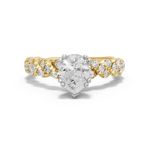 Image for Pear Vintage Basket Ring with Twist Pave band