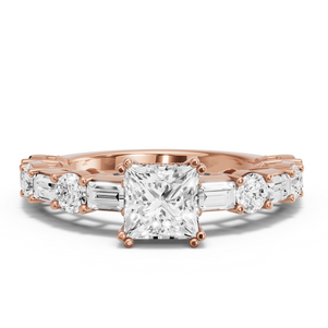 Image for Princess Vintage Basket Ring with Alternating Baguette band