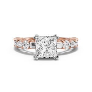 Image for Princess Vintage Basket Ring with Alternating Baguette band