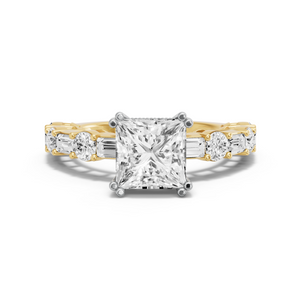 Image for Princess Vintage Basket Ring with Alternating Baguette band
