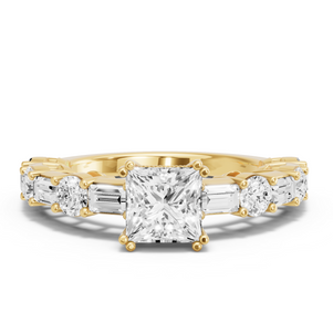 Image for Princess Vintage Basket Ring with Alternating Baguette band