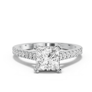 Image for Princess Vintage Basket Ring with Cathedral Pave band