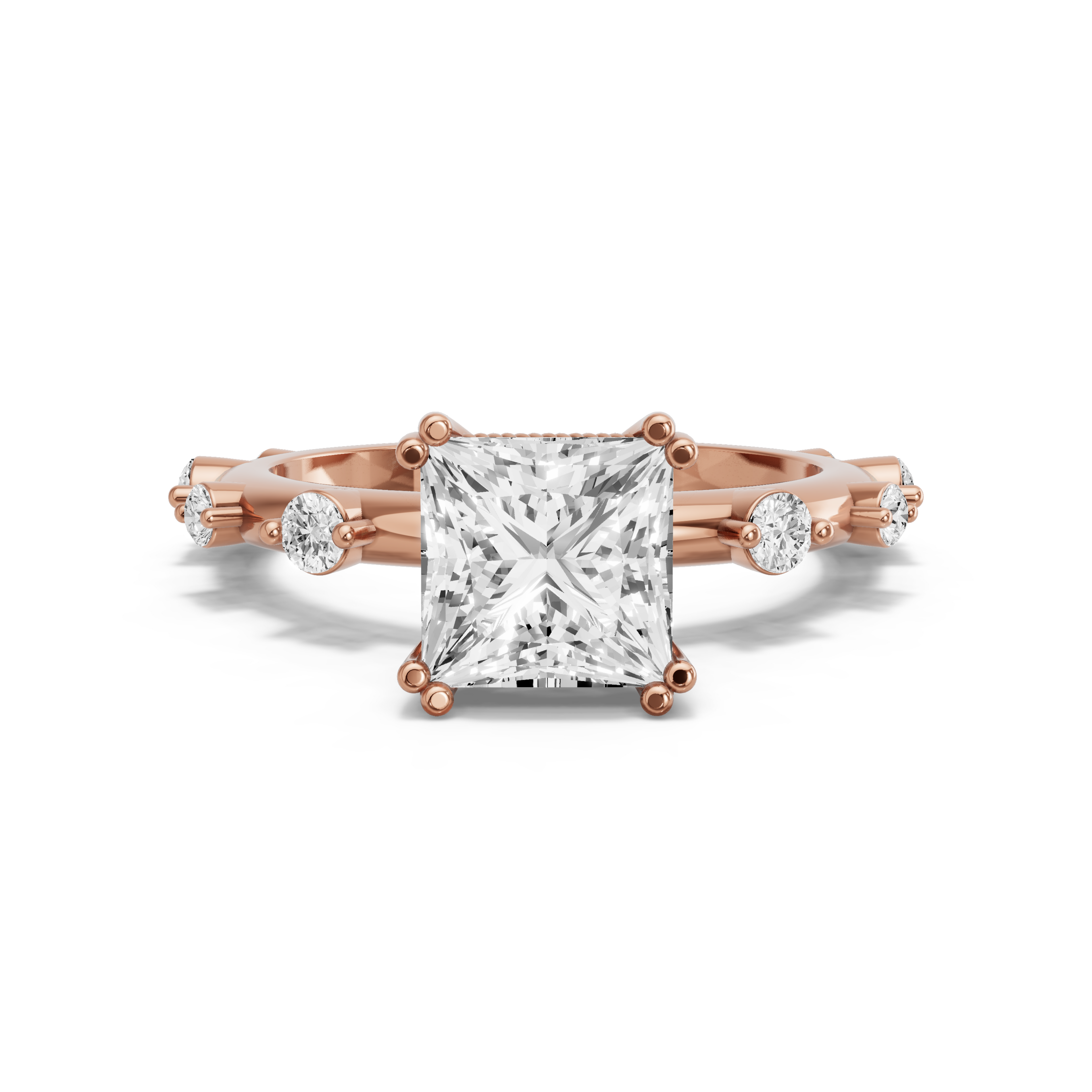 Image for Princess Vintage Basket Ring with Floating Station band in 14K Yellow Gold