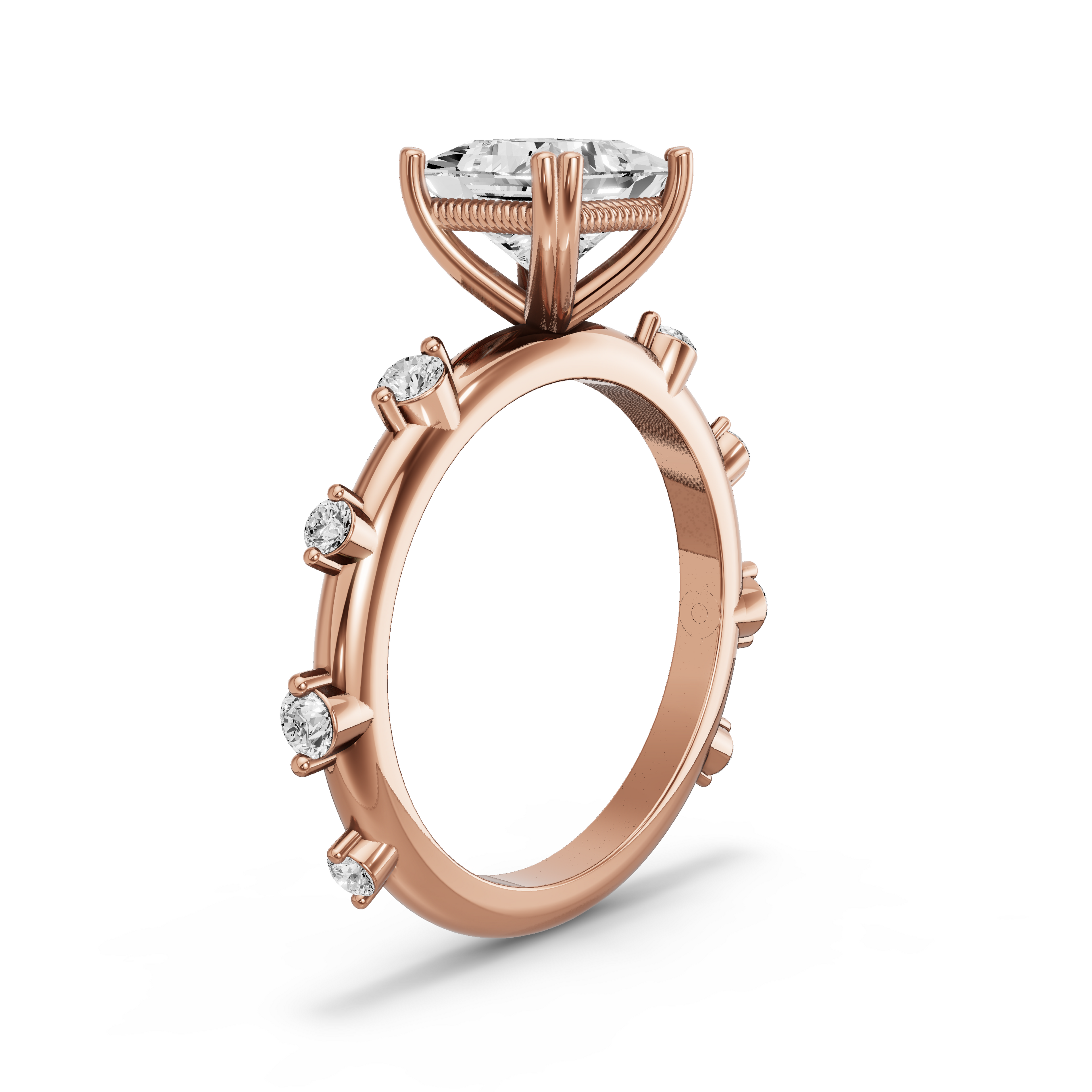 Image for Princess Vintage Basket Ring with Floating Station band in 18K Yellow Gold