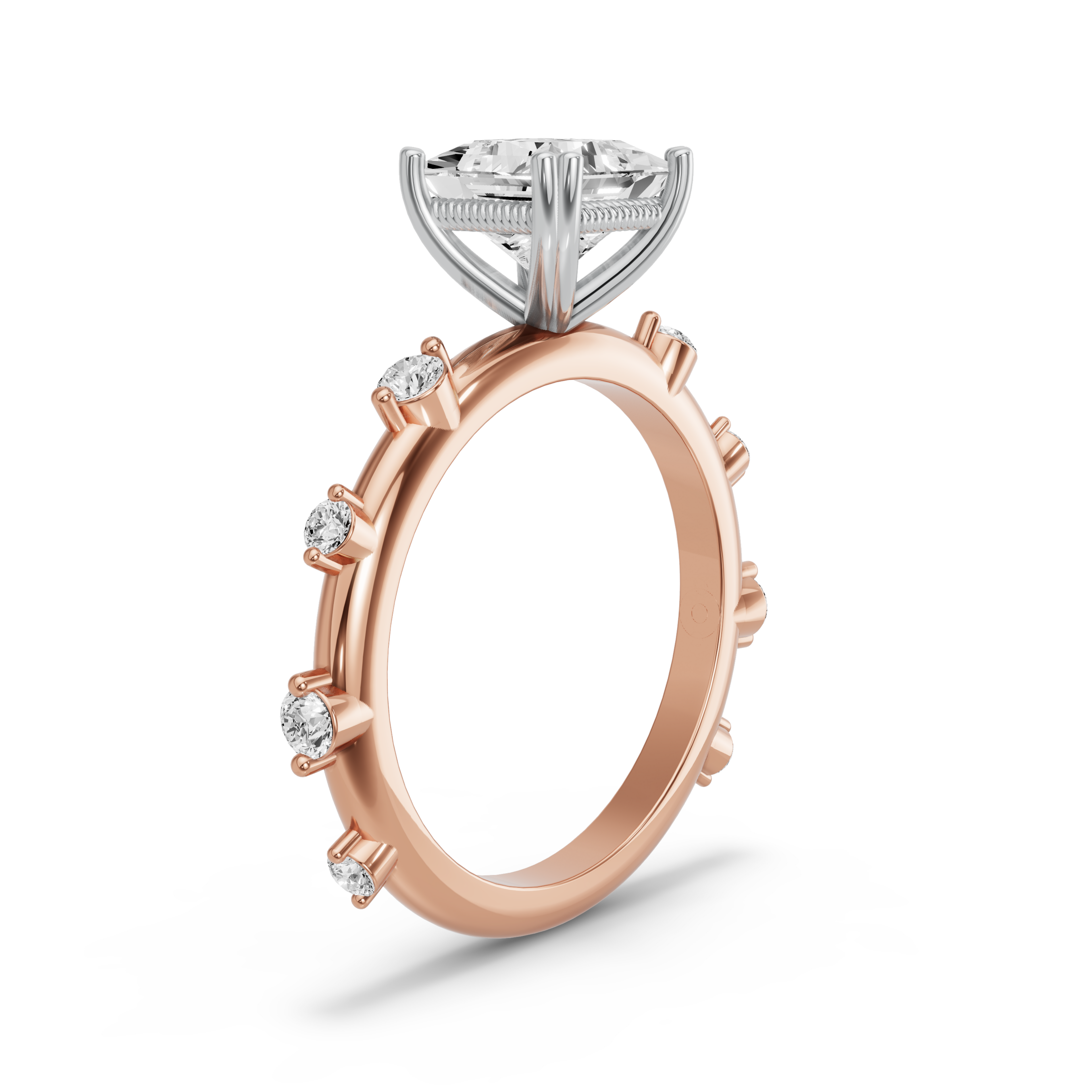 Image for Princess Vintage Basket Ring with Floating Station band in 10K Two Tone Yellow Gold