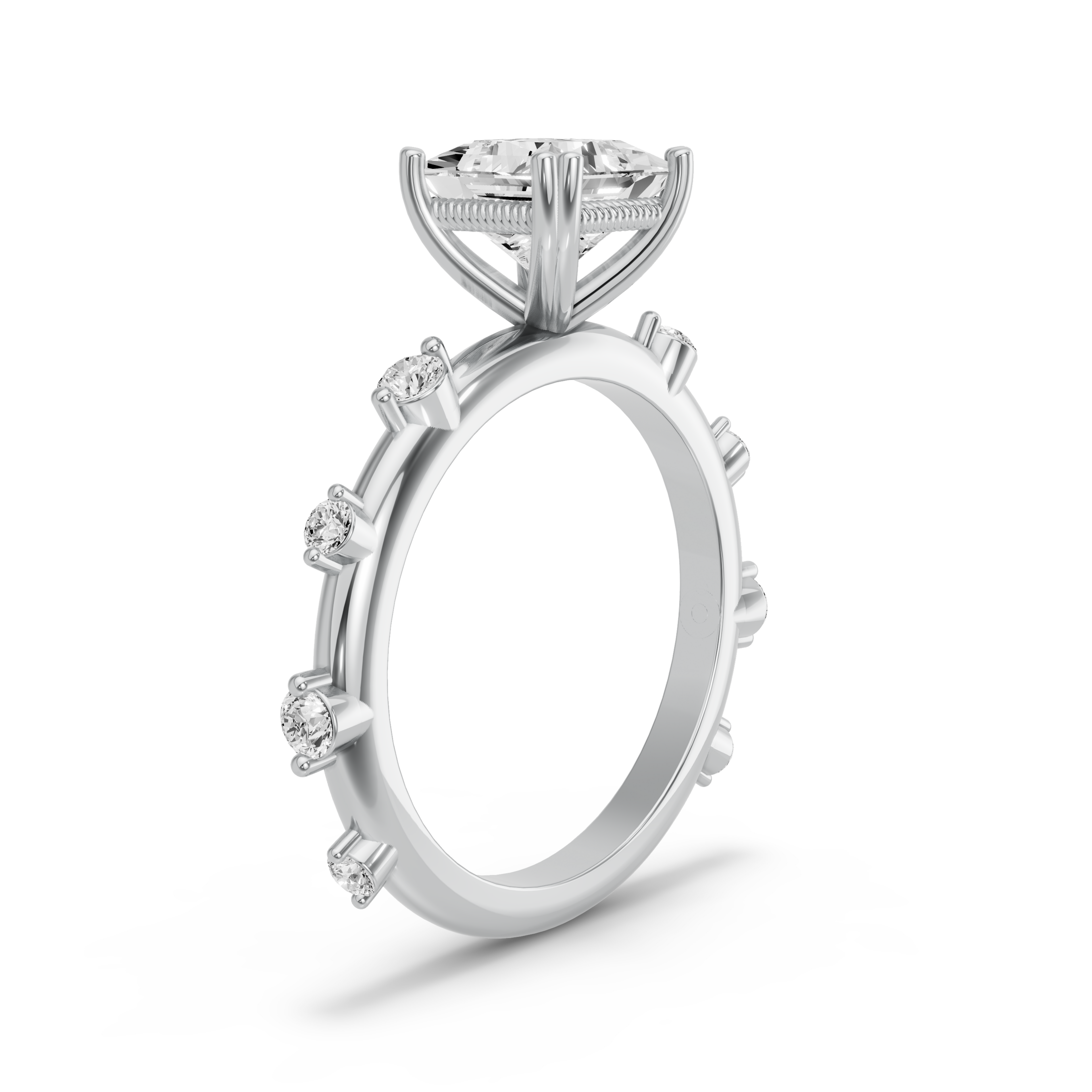 Image for Princess Vintage Basket Ring with Floating Station band in 18K Two Tone Rose Gold