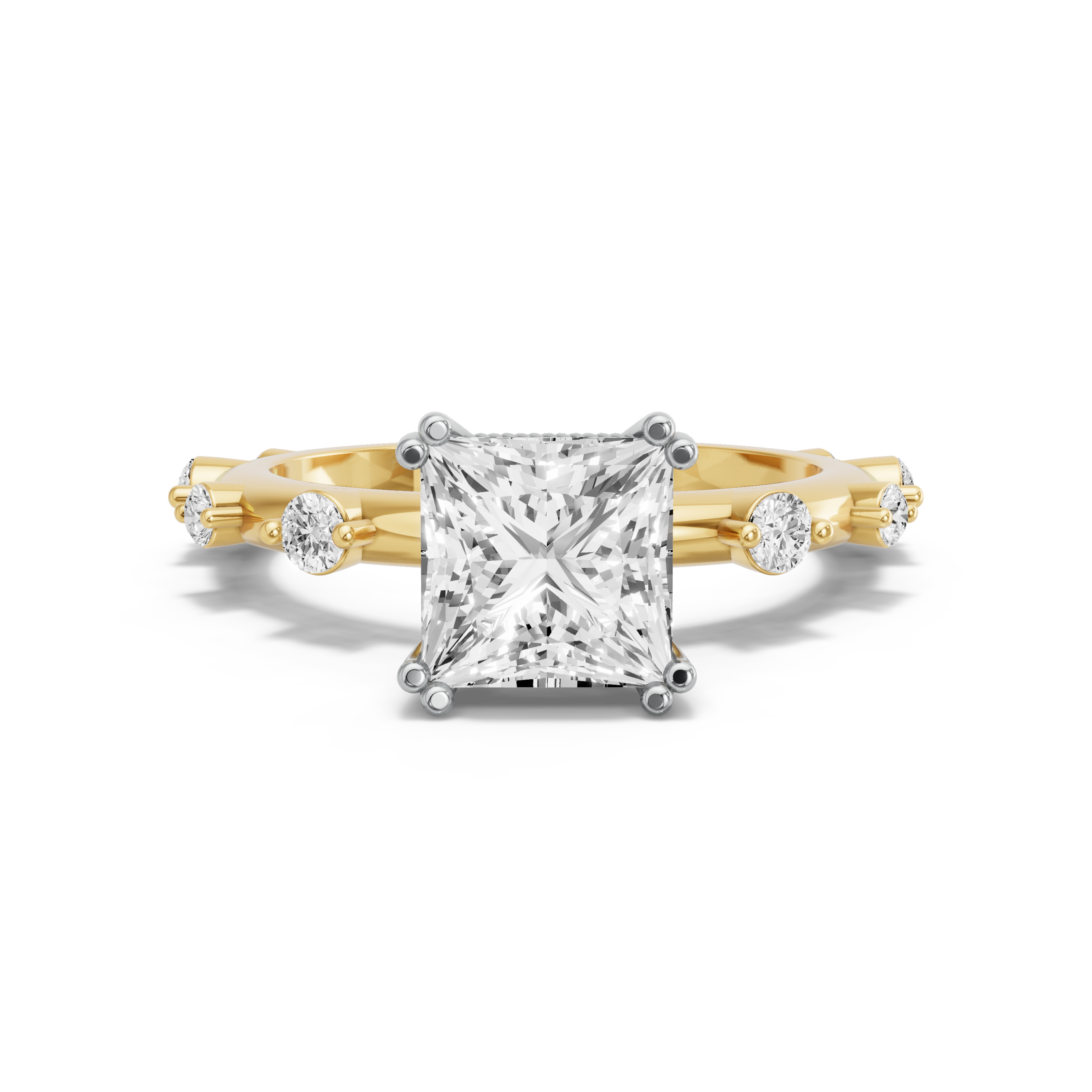 Image for Princess Vintage Basket Ring with Floating Station band in 10K Rose Gold
