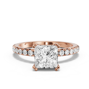 Image for Princess Vintage Basket Ring with French Pave band