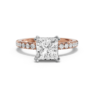 Image for Princess Vintage Basket Ring with French Pave band