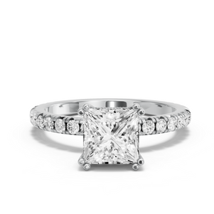 Image for Princess Vintage Basket Ring with French Pave band