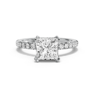 Image for Princess Vintage Basket Ring with Floating Station band in 950 Platinum