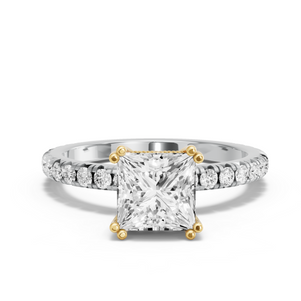 Image for Princess Vintage Basket Ring with French Pave band