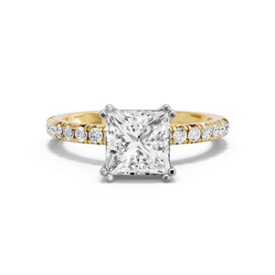 Image for Princess Vintage Basket Ring with French Pave band