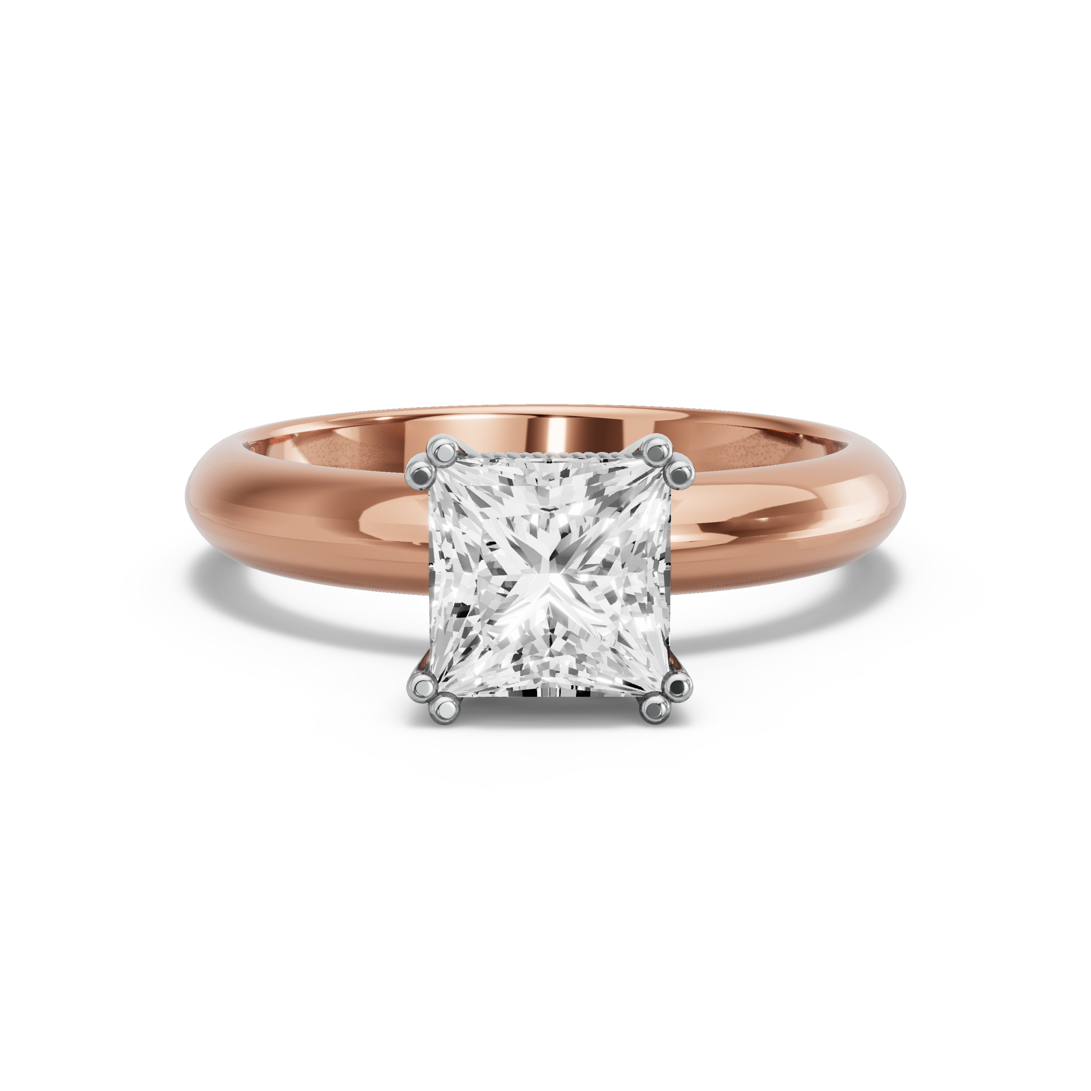 Image for Princess Vintage Basket Ring with Knife Edge Solitaire band in 10K Two Tone Yellow Gold
