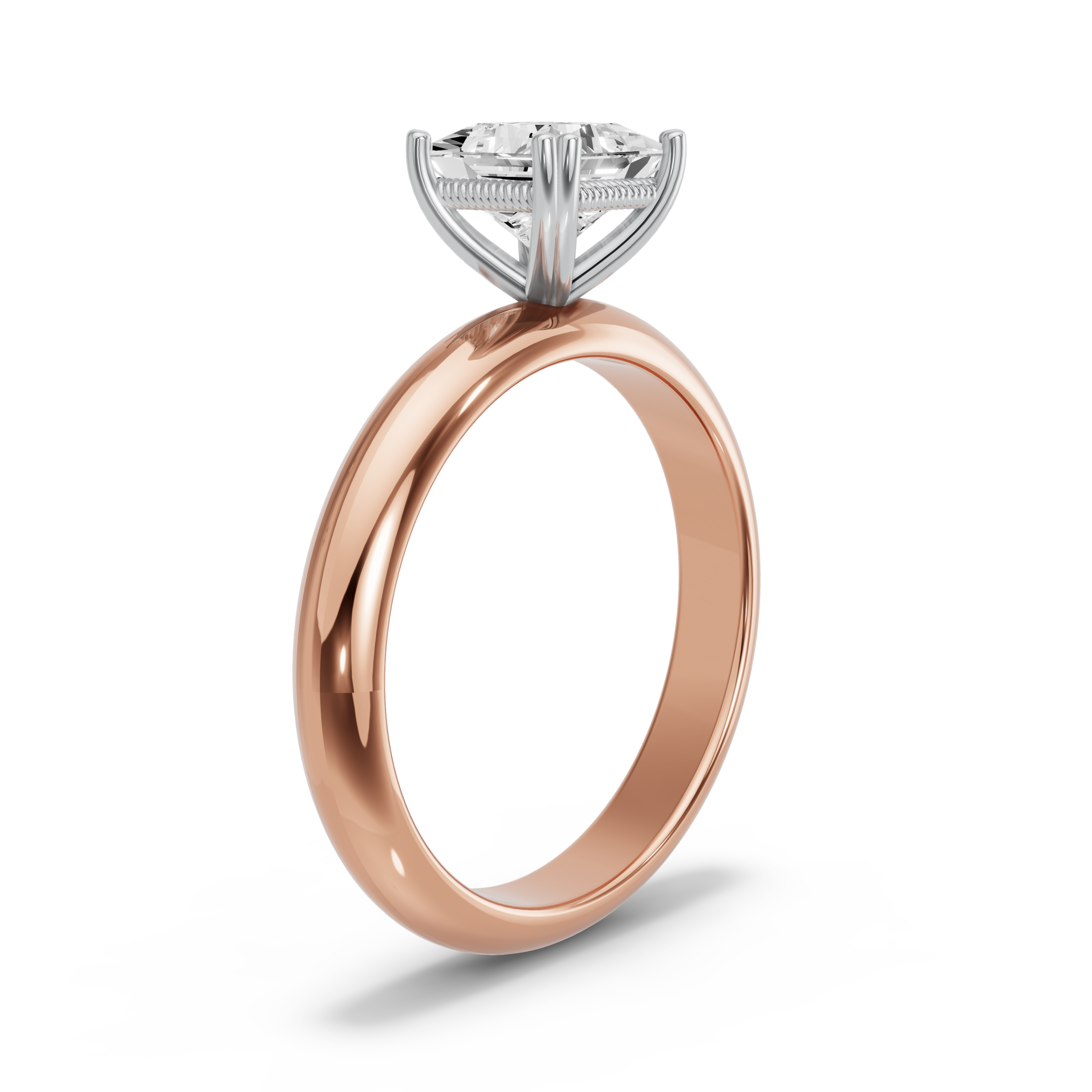 Image for Princess Vintage Basket Ring with Knife Edge Solitaire band in 10K Two Tone Yellow Gold