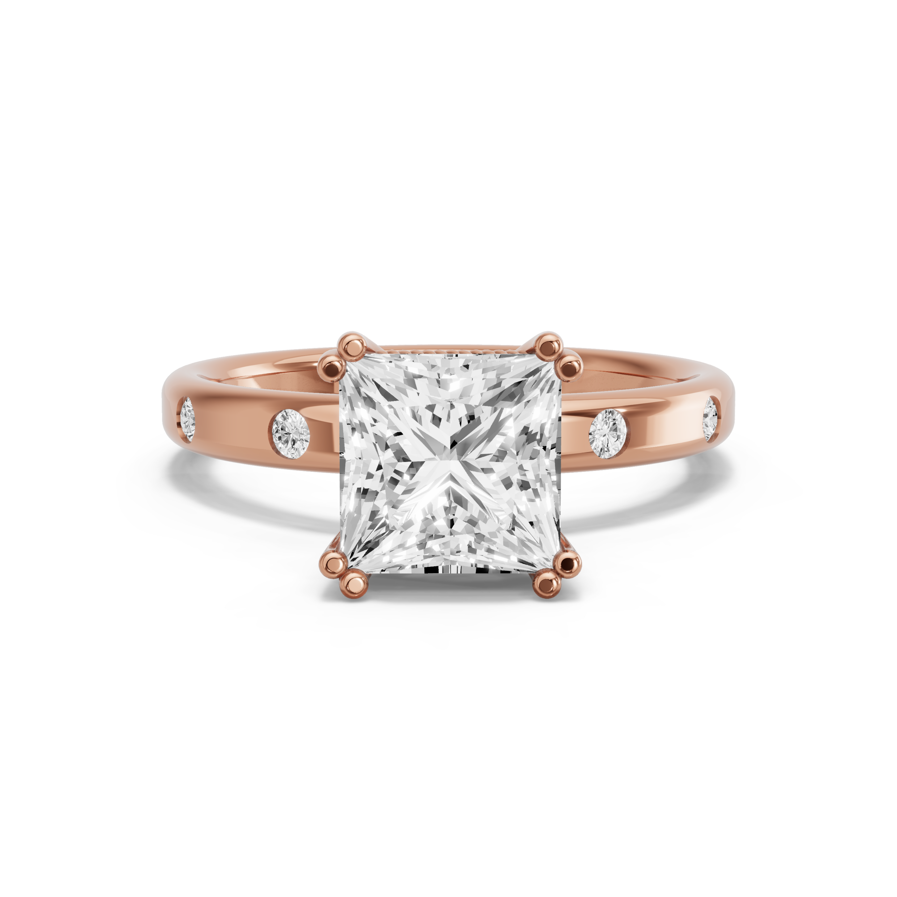 Image for Princess Vintage Basket Ring with Sleek Accent band in 14K Yellow Gold