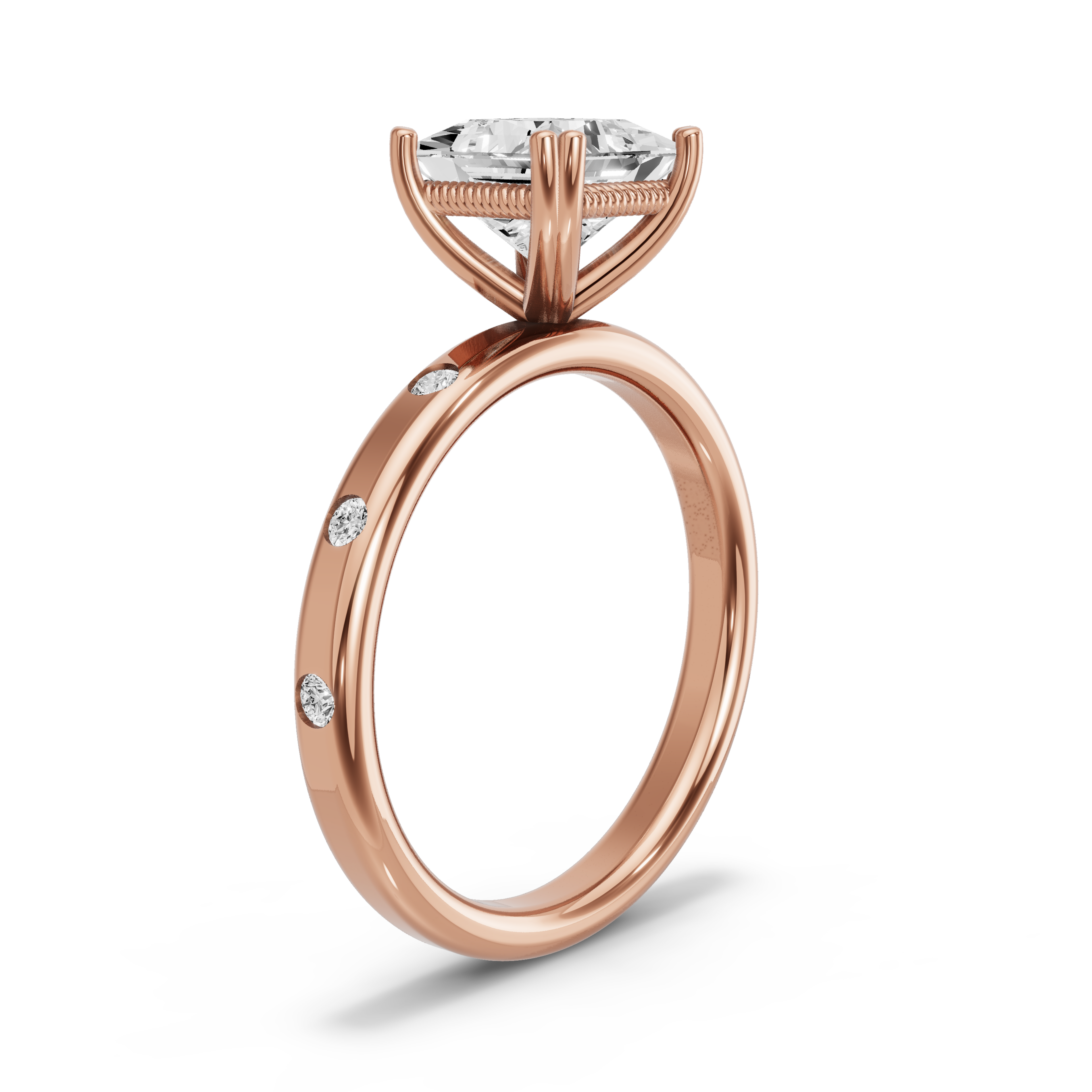 Image for Princess Vintage Basket Ring with Sleek Accent band in 18K Yellow Gold