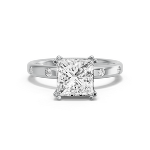 Image for Princess Vintage Basket Ring with Sleek Accent band in 18K Two Tone Rose Gold