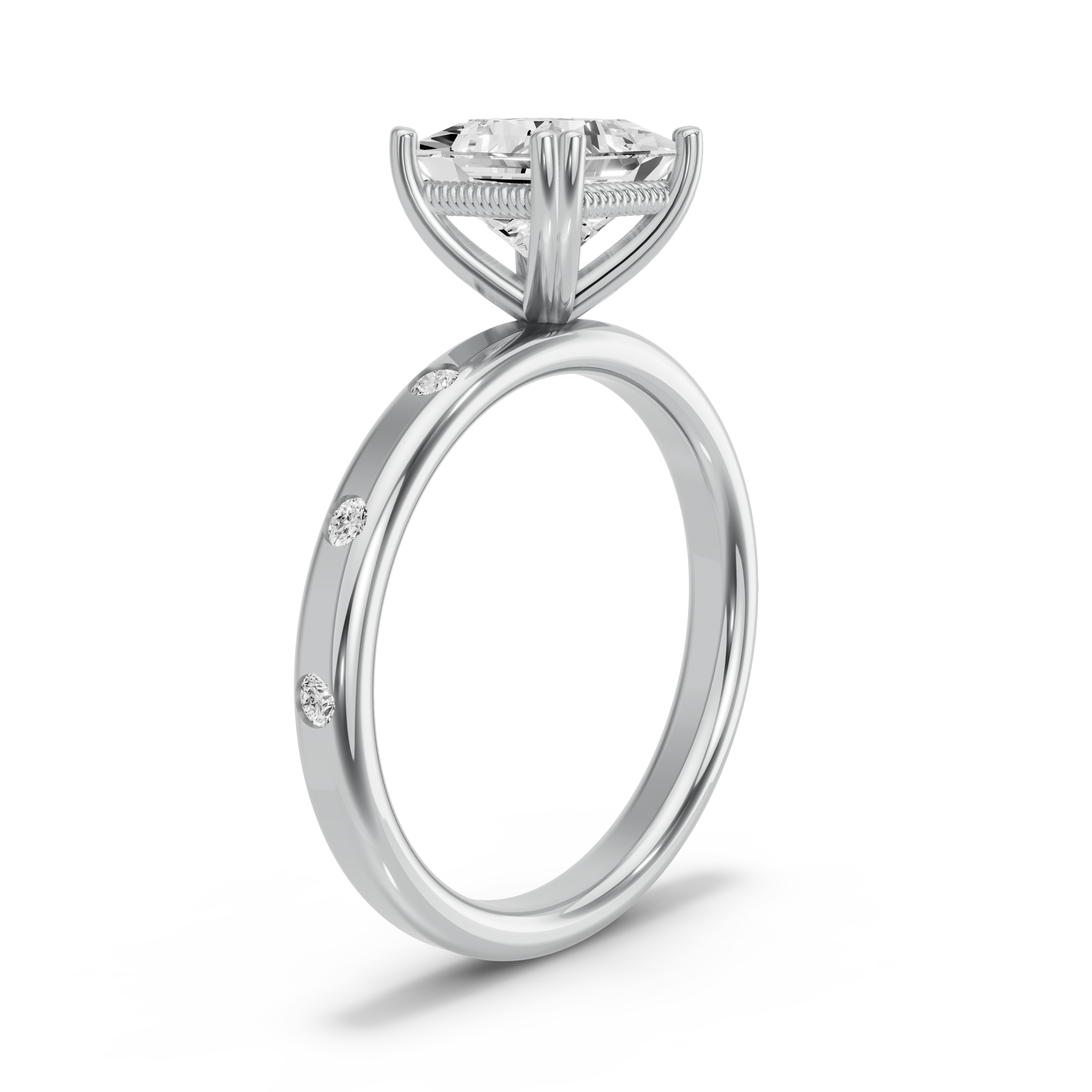 Image for Princess Vintage Basket Ring with Sleek Accent band in 10K Two Tone Rose Gold