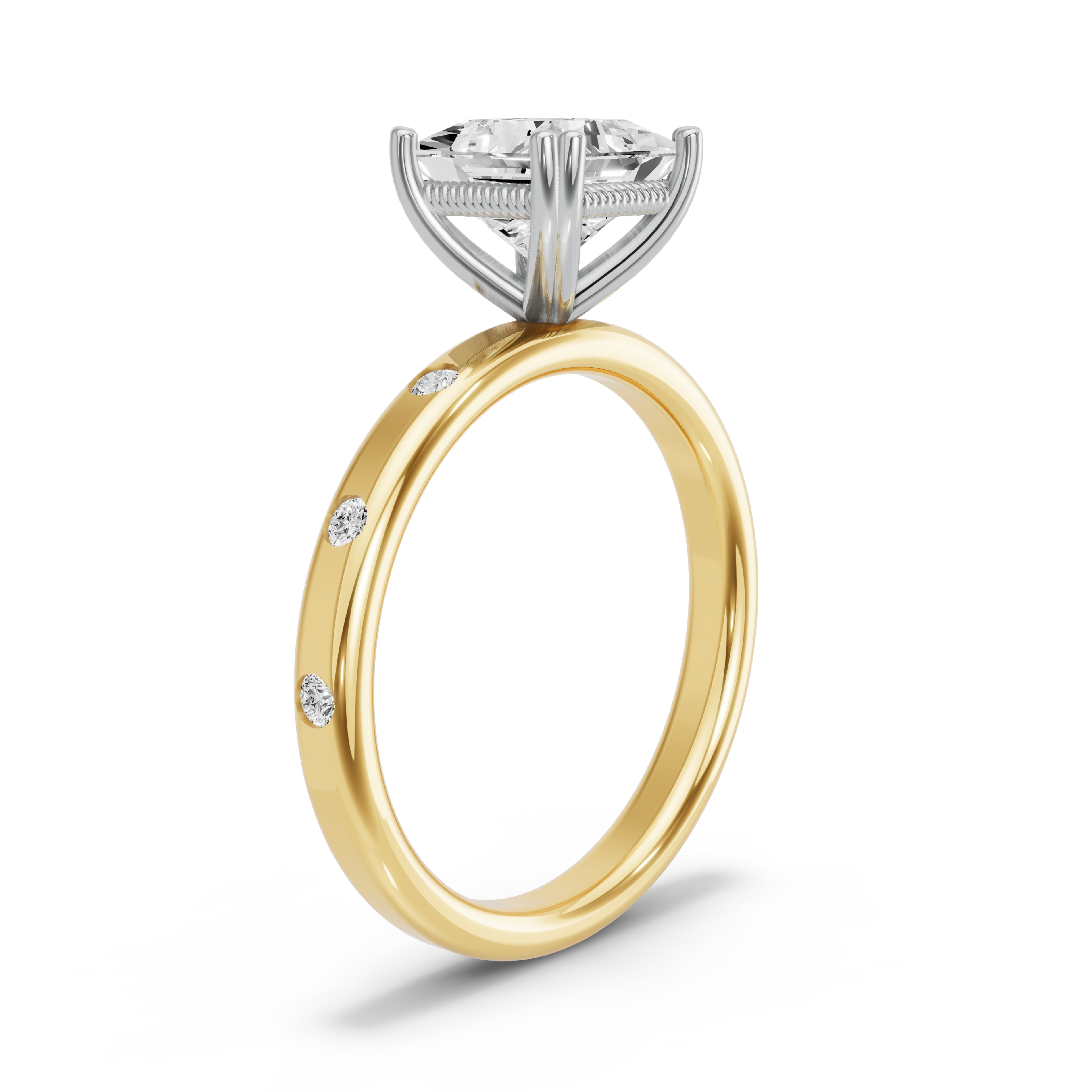 Image for Princess Vintage Basket Ring with Sleek Accent band in 10K Rose Gold