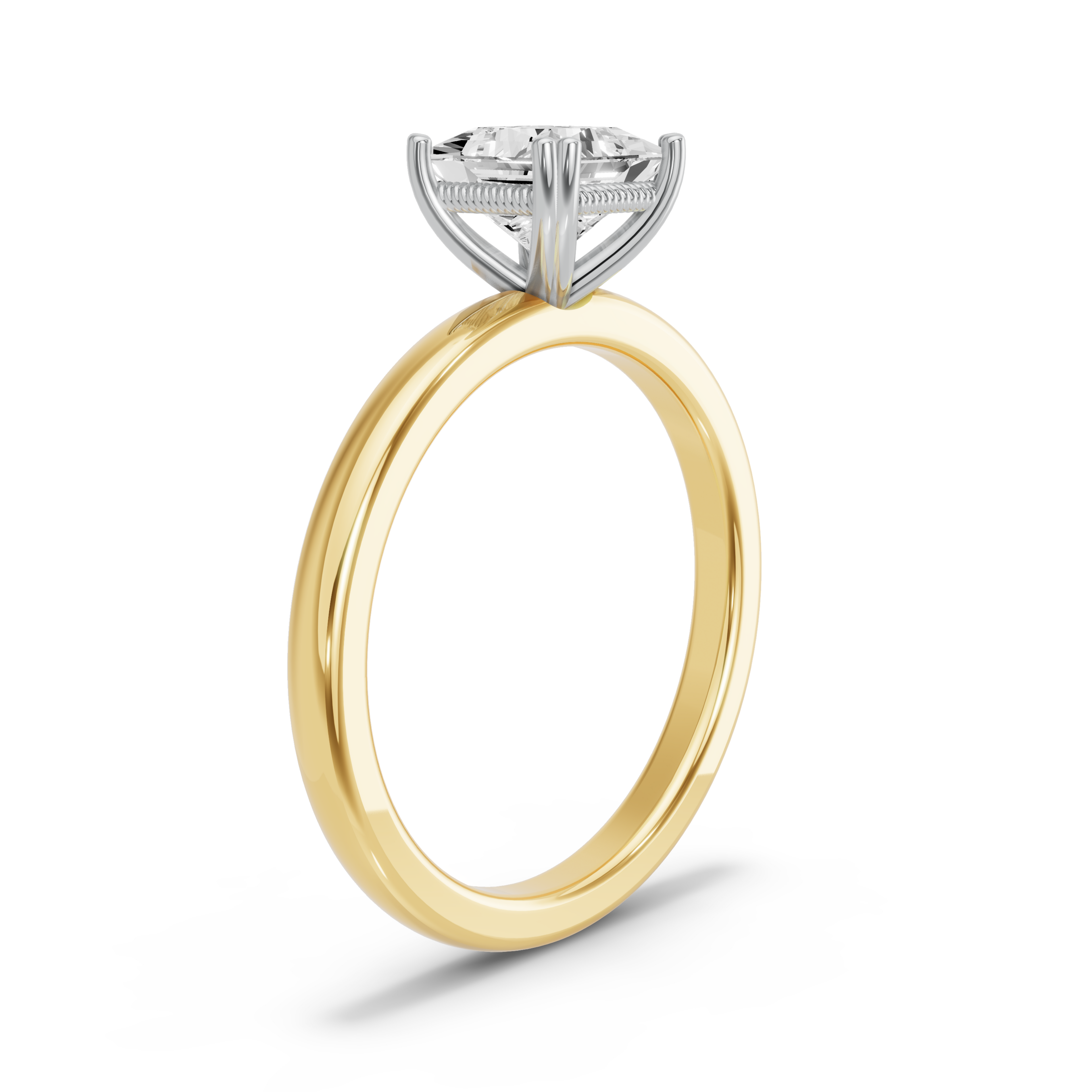 Image for Princess Vintage Basket Ring with Solitaire band in 14K Rose Gold