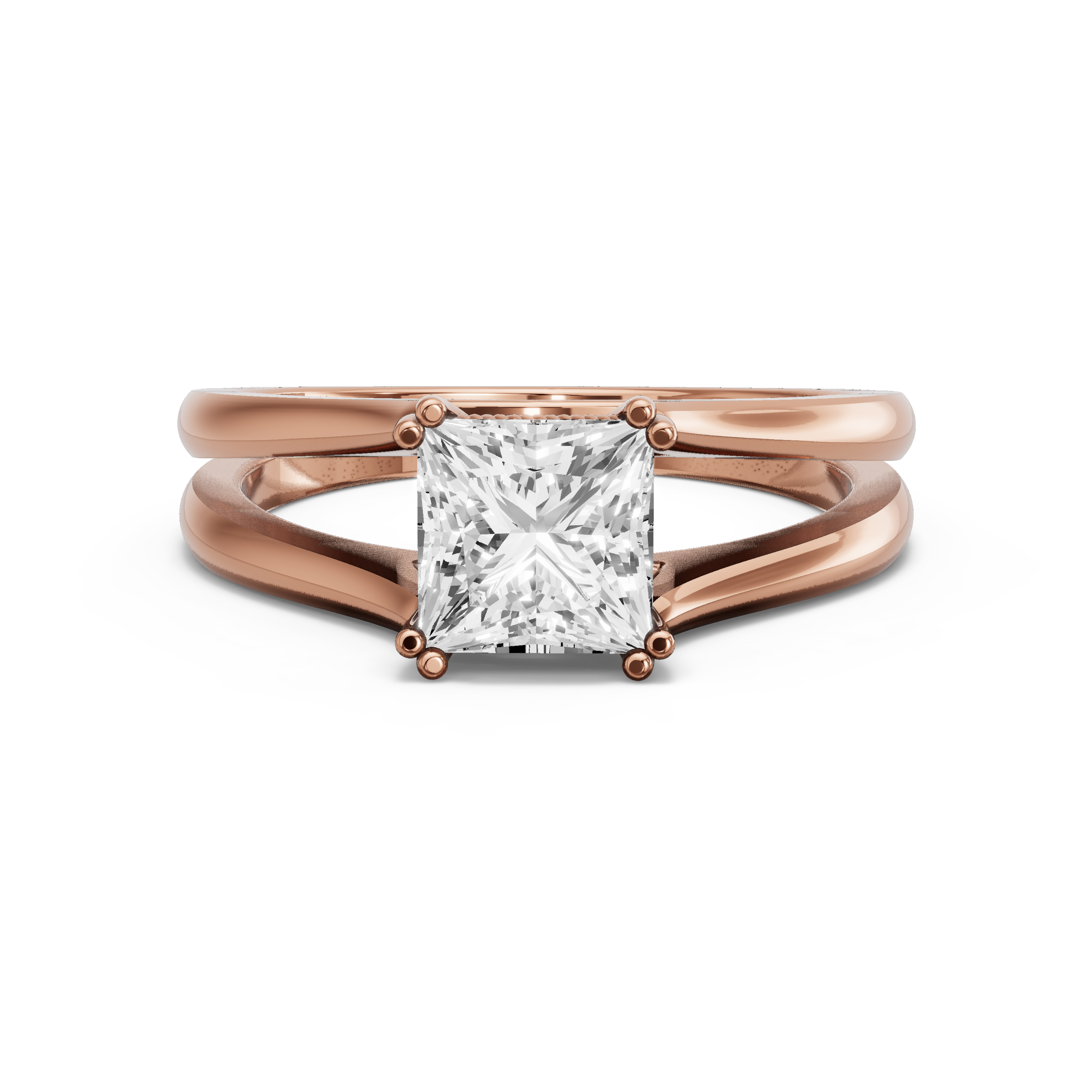 Image for Princess Vintage Basket Ring with Split Ring Solitaire band in 14K Yellow Gold