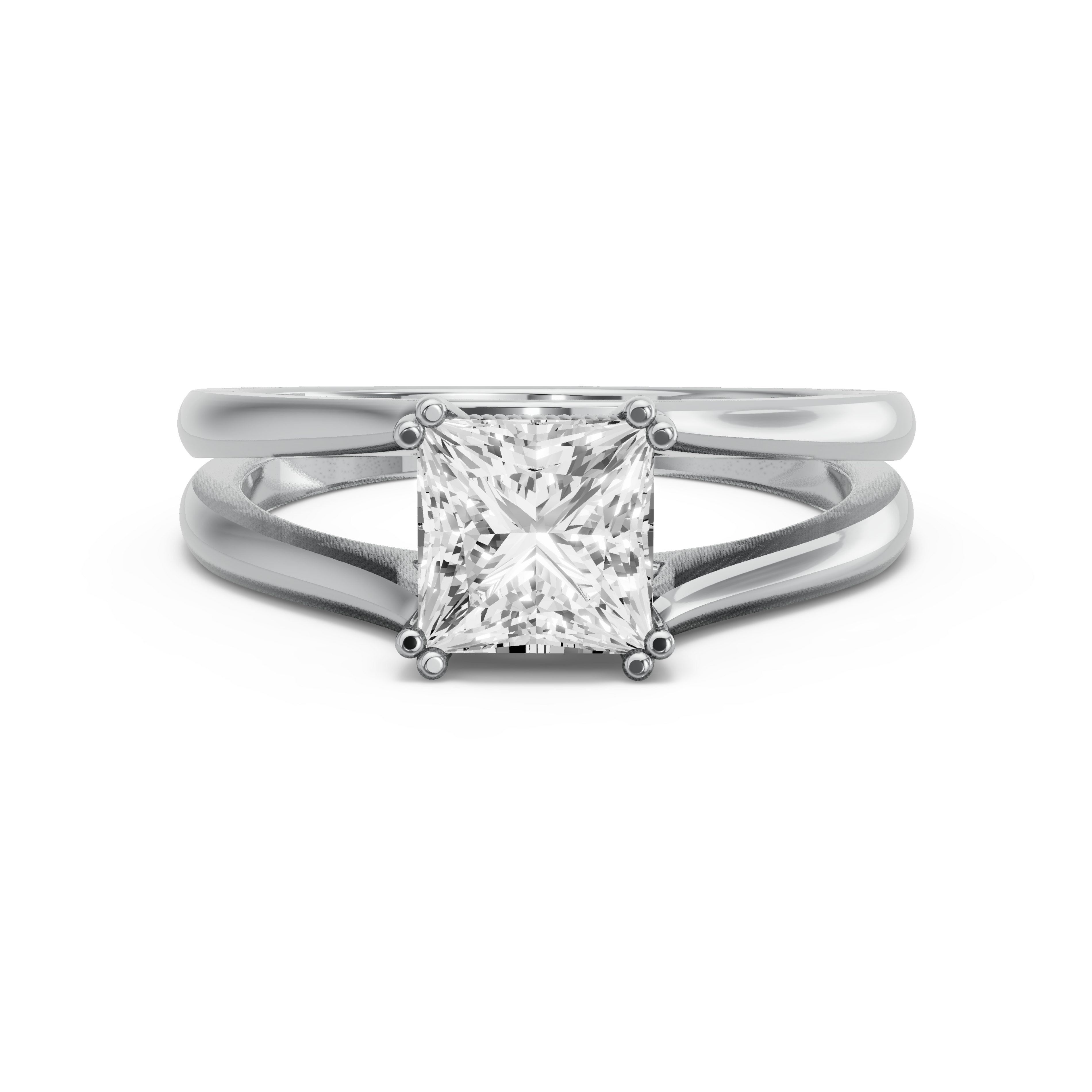 Image for Princess Vintage Basket Ring with Split Ring Solitaire band in 10K Two Tone Rose Gold