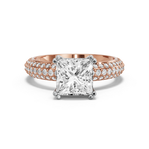 Image for Princess Vintage Basket Ring with Triple Row Pave band