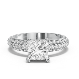 Image for Princess Vintage Basket Ring with Triple Row Pave band