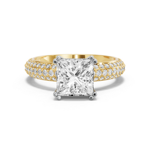 Image for Princess Vintage Basket Ring with Triple Row Pave band