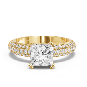 Image for Princess Vintage Basket Ring with Triple Row Pave band