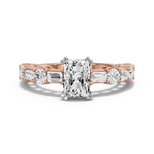 Image for Radiant Vintage Basket Ring with Alternating Baguette band