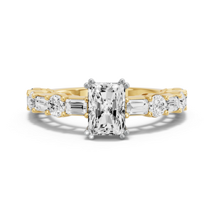 Image for Radiant Vintage Basket Ring with Alternating Baguette band