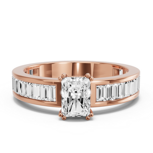 Image for Radiant Vintage Basket Ring with Baguette Channel band