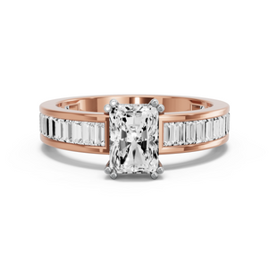 Image for Radiant Vintage Basket Ring with Baguette Channel band