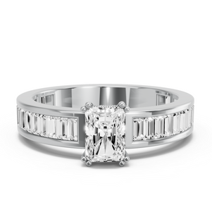 Image for Radiant Vintage Basket Ring with Baguette Channel band