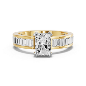 Image for Radiant Vintage Basket Ring with Baguette Channel band