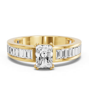 Image for Radiant Vintage Basket Ring with Baguette Channel band