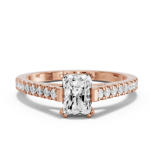 Image for Radiant Vintage Basket Ring with Cathedral Pave band