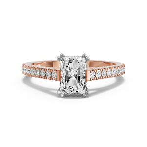 Image for Radiant Vintage Basket Ring with Cathedral Pave band