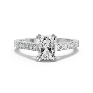 Image for Radiant Vintage Basket Ring with Cathedral Pave band in 14K Two Tone Rose Gold
