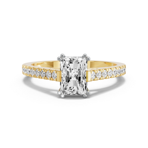 Image for Radiant Vintage Basket Ring with Cathedral Pave band