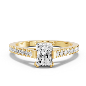 Image for Radiant Vintage Basket Ring with Cathedral Pave band