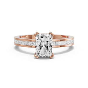 Image for Radiant Vintage Basket Ring with Channel band in 14K Yellow Gold